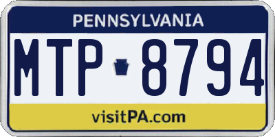 PA license plate MTP8794