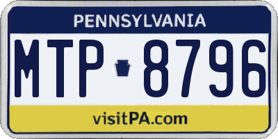 PA license plate MTP8796