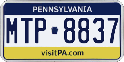 PA license plate MTP8837