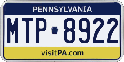 PA license plate MTP8922