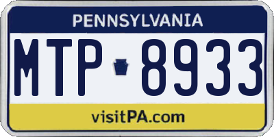 PA license plate MTP8933