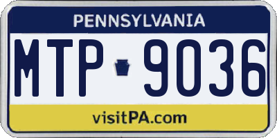 PA license plate MTP9036