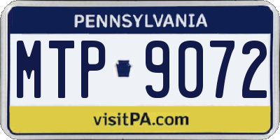 PA license plate MTP9072