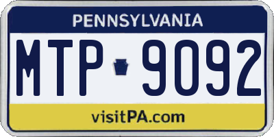 PA license plate MTP9092