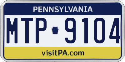 PA license plate MTP9104