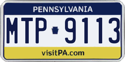 PA license plate MTP9113