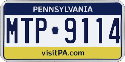 PA license plate MTP9114