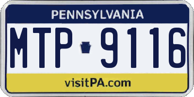 PA license plate MTP9116