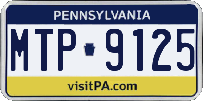 PA license plate MTP9125