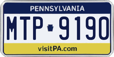 PA license plate MTP9190