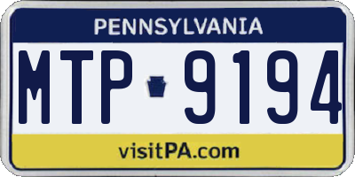 PA license plate MTP9194
