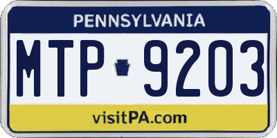 PA license plate MTP9203