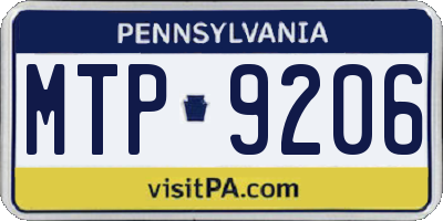 PA license plate MTP9206