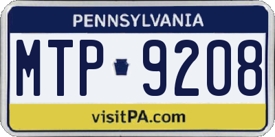 PA license plate MTP9208