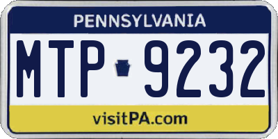 PA license plate MTP9232