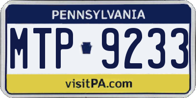 PA license plate MTP9233