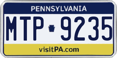 PA license plate MTP9235
