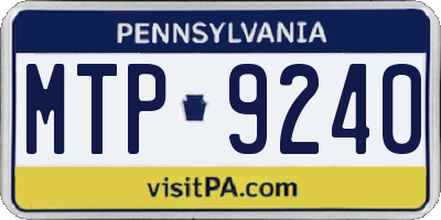 PA license plate MTP9240