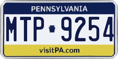 PA license plate MTP9254