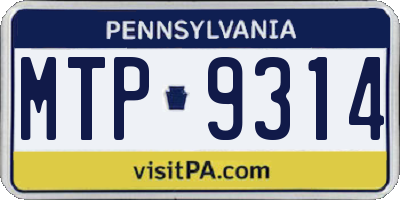 PA license plate MTP9314