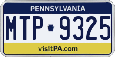 PA license plate MTP9325