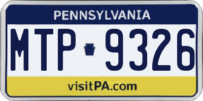 PA license plate MTP9326