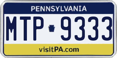 PA license plate MTP9333