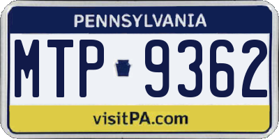 PA license plate MTP9362