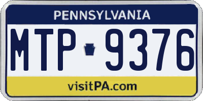 PA license plate MTP9376