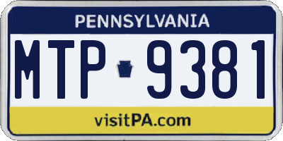PA license plate MTP9381