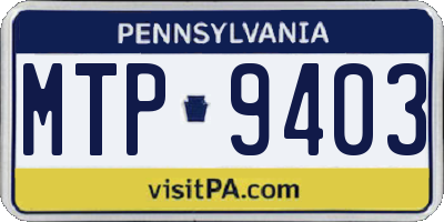 PA license plate MTP9403