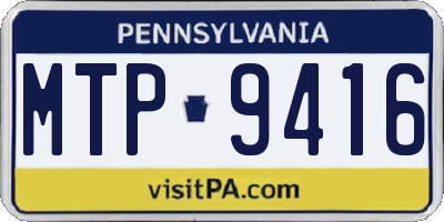 PA license plate MTP9416