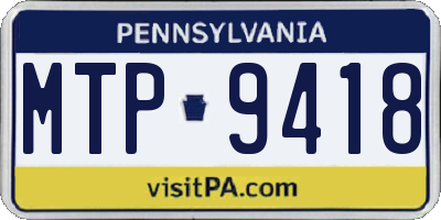PA license plate MTP9418