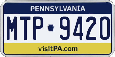 PA license plate MTP9420