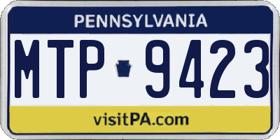 PA license plate MTP9423