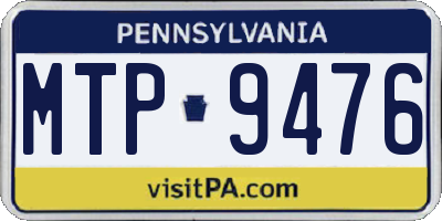 PA license plate MTP9476