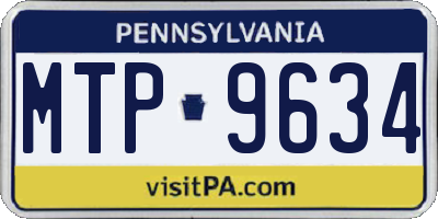 PA license plate MTP9634