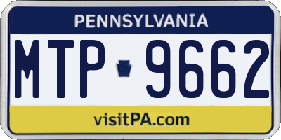 PA license plate MTP9662