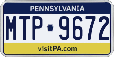 PA license plate MTP9672