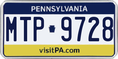 PA license plate MTP9728