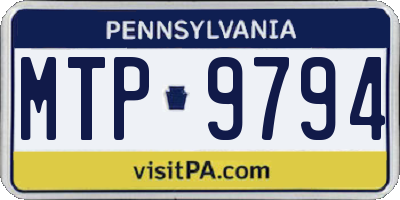 PA license plate MTP9794