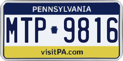 PA license plate MTP9816