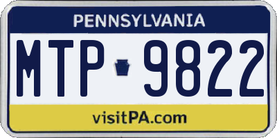 PA license plate MTP9822