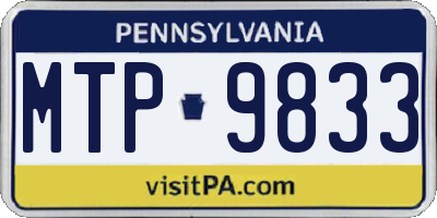 PA license plate MTP9833
