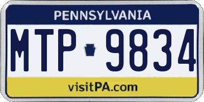PA license plate MTP9834