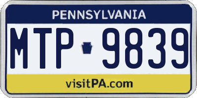 PA license plate MTP9839