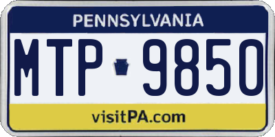 PA license plate MTP9850