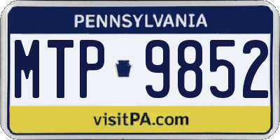 PA license plate MTP9852