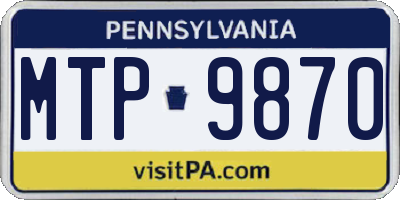 PA license plate MTP9870