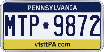 PA license plate MTP9872